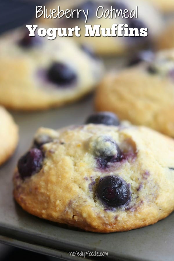 Light and fluffy, Blueberry Oatmeal Yogurt Muffins recipe is an easy, make ahead breakfast, perfect for toddlers, kids and adults alike. With just a hint of orange these are so delicious! I have to hide these from my family if I want them for the next morning. #BlueberryMuffins #Muffins https://www.thefedupfoodie.com