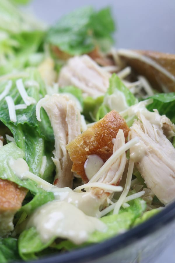 Chicken Caesar Salad with Yogurt Caesar Dressing