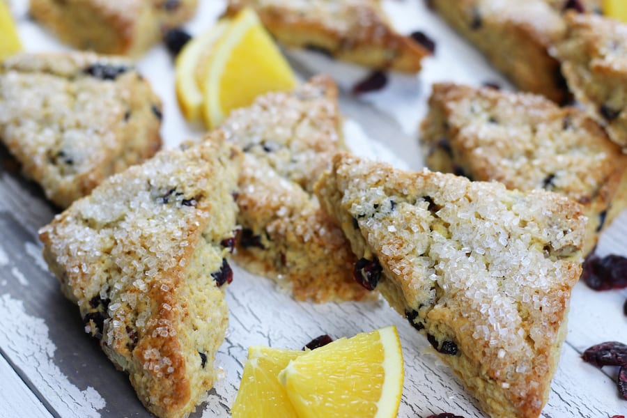 Cranberry and Orange Scones made with fresh orange zest.