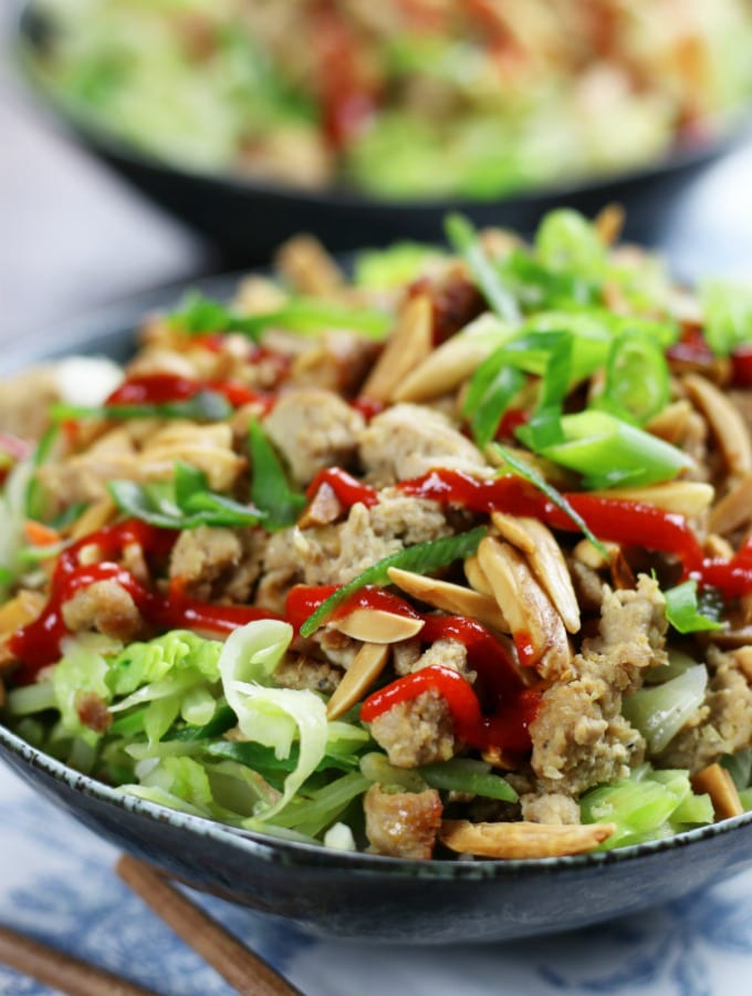 Egg Roll In a Bowl up close.