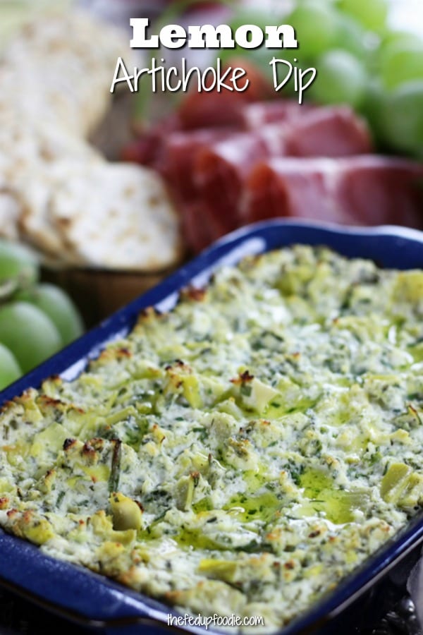 Cheesy, savory and full of the bright citrusy flavor of lemon, this Lemon Artichoke Dip is by far one of my favorite appetizers. This recipe is versatile enough to work either as a holiday appetizer or for a summer get together. #ArtichokeDip #DipRecipe https://www.thefedupfoodie.com