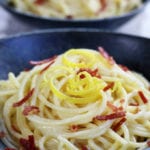 Up close shot of Lemon Garlic Pasta.