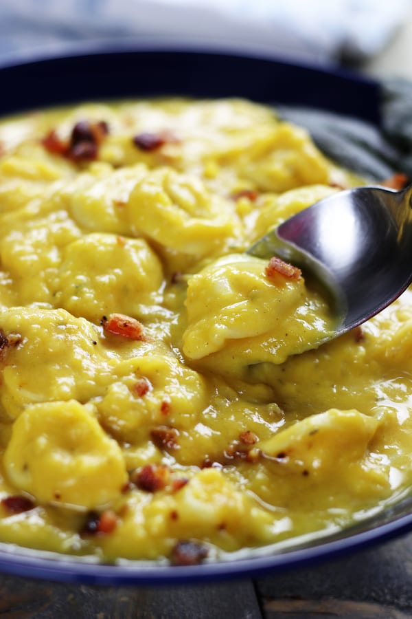 Spoonful of Slow Cooker Creamy Butternut Tortellini Soup.