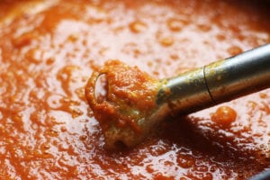 Blending Tomato Basil Soup with an Immersion Blender