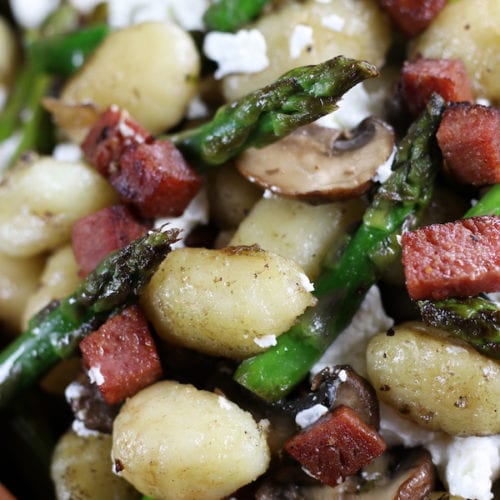 Easy Weeknight Gnocchi Asparagus and Mushroom Skillet