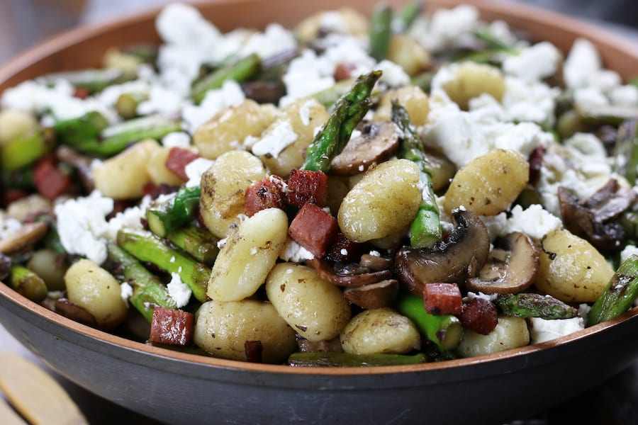 Horizontal photo of Gnocchi and Vegetable Skillet.