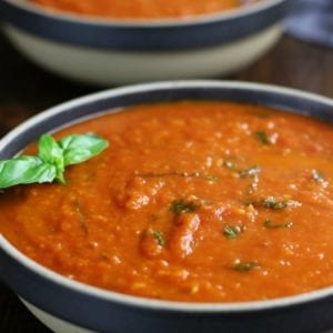 Two bowls of Tomato Basil Soup.