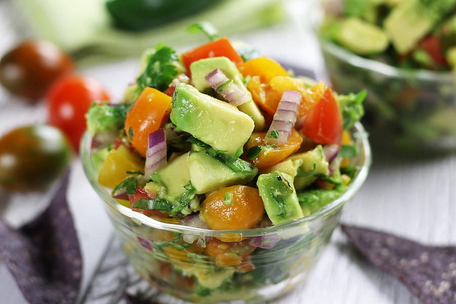 Overhead photo of Guacamole Salsa.