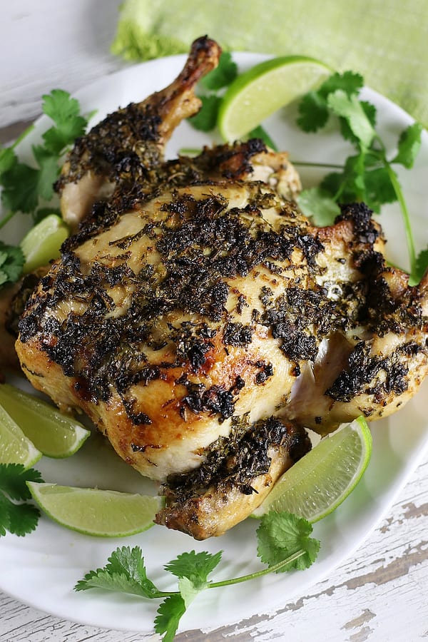 Whole baked chicken marinaded in Mexican Chicken Marinade.