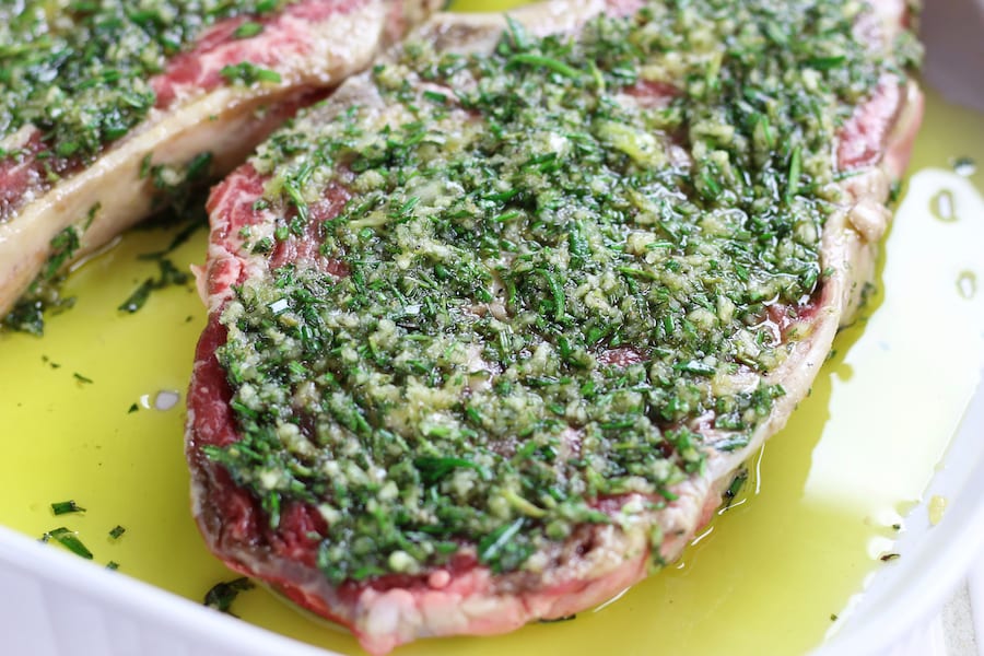 Rosemary and garlic simple steak marinade.