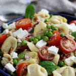 Up close photo Bacon Belly Button Pasta Salad.