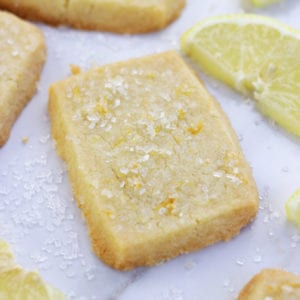 Overhead photo of a cookie from Lemon Shortbread Recipe.