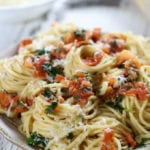 Tomato Caper Pasta on a serving plate.