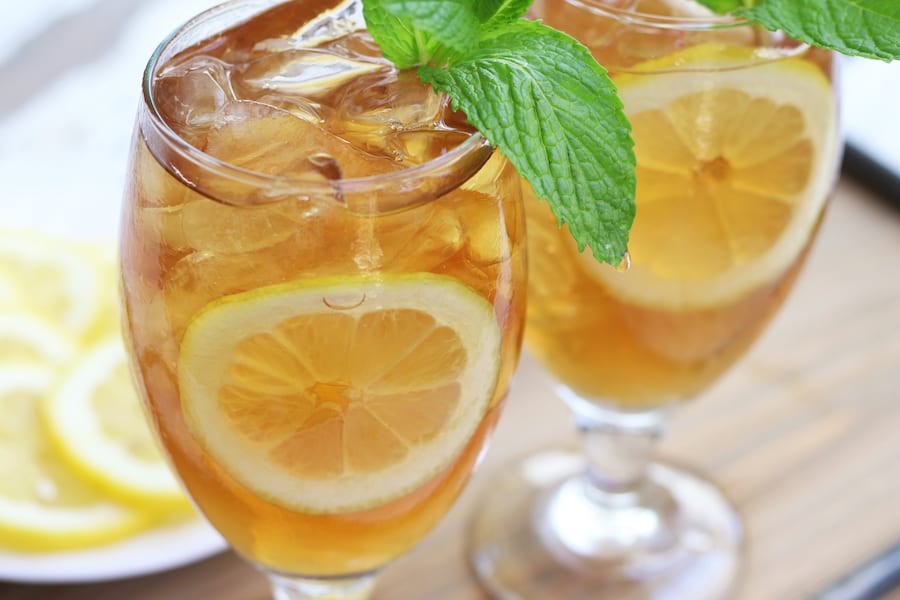 Two full glasses of Homemade Iced Tea.