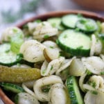 Up close photo of Pickle Pasta Salad.