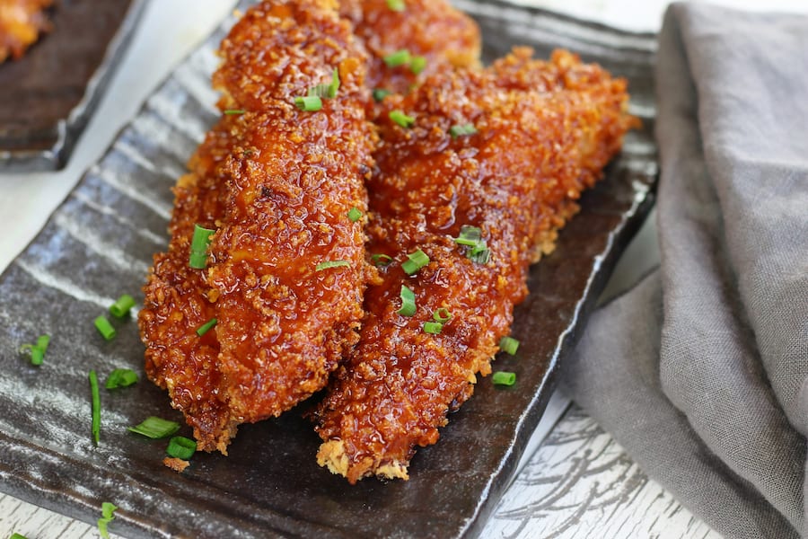 Up close photo of Sticky Asian Chicken.