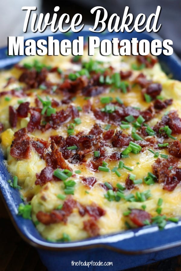 Creamy and decadent, Twice Baked Mashed Potatoes recipe is an amazing comfort food indulgence. Loaded with bacon, chives, sour cream and cheese makes this potato cheese casserole perfect for company and holidays.
##TwiceBakedMashedPotatoes #LoadedMashedPotatoes #PotatoCasserole #SourCreamPotatoes https://www.thefedupfoodie.com