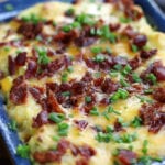 Twice Baked Mashed Potatoes with bacon, chives and cheese.