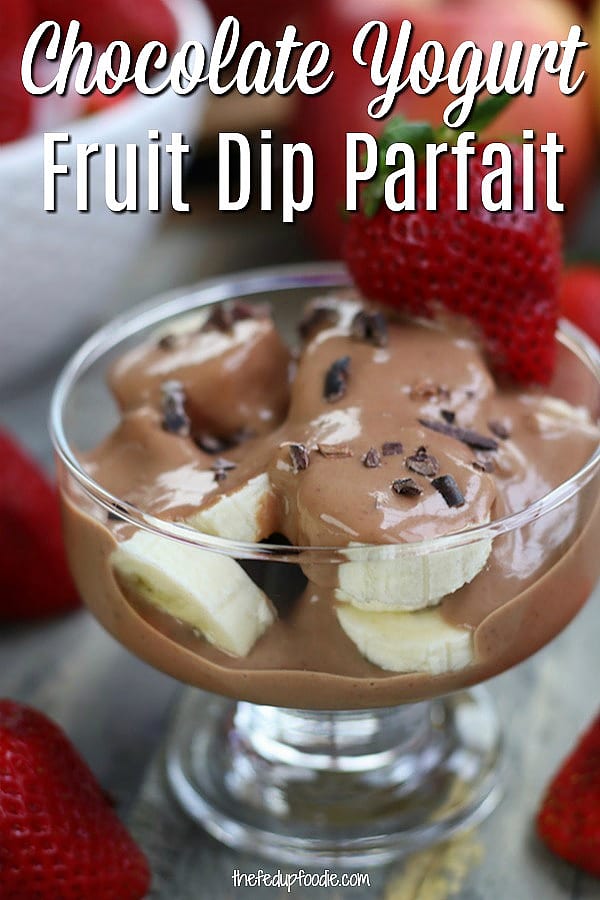 So incredibly delicious, you would never know that this Chocolate Yogurt Fruit Dip Parfait is both healthy and so easy to make. Great as a breakfast or dessert with a rich chocolatey, peanut butter taste.
#FruitDip #YogurtFruitDip #ChocolateFruitDip #ChocolatePeanutButterDip https://www.thefedupfoodie.com