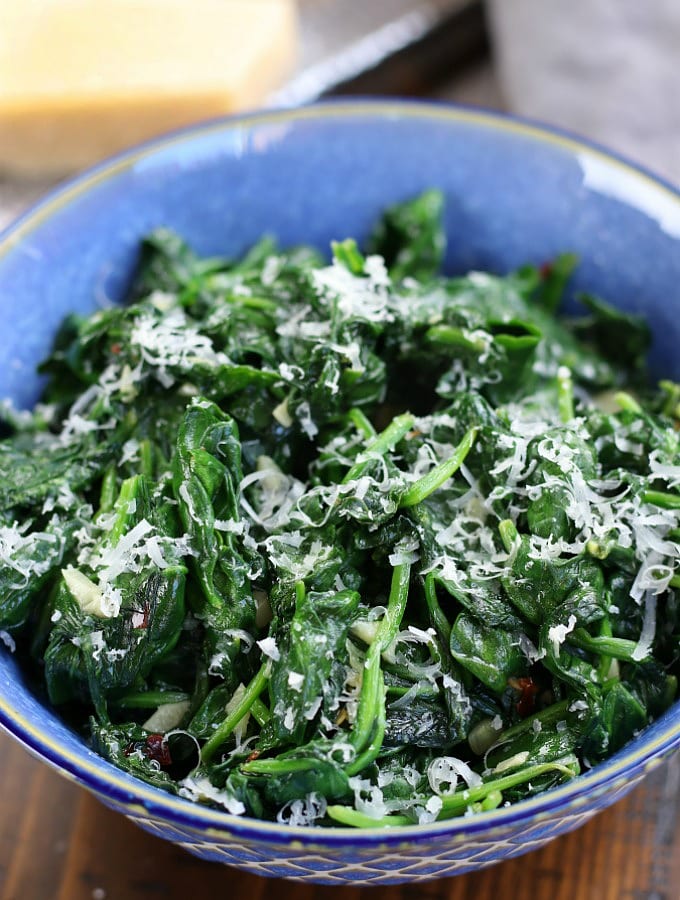 Italian Sautéed Baby Spinach with finely grated parmesan.