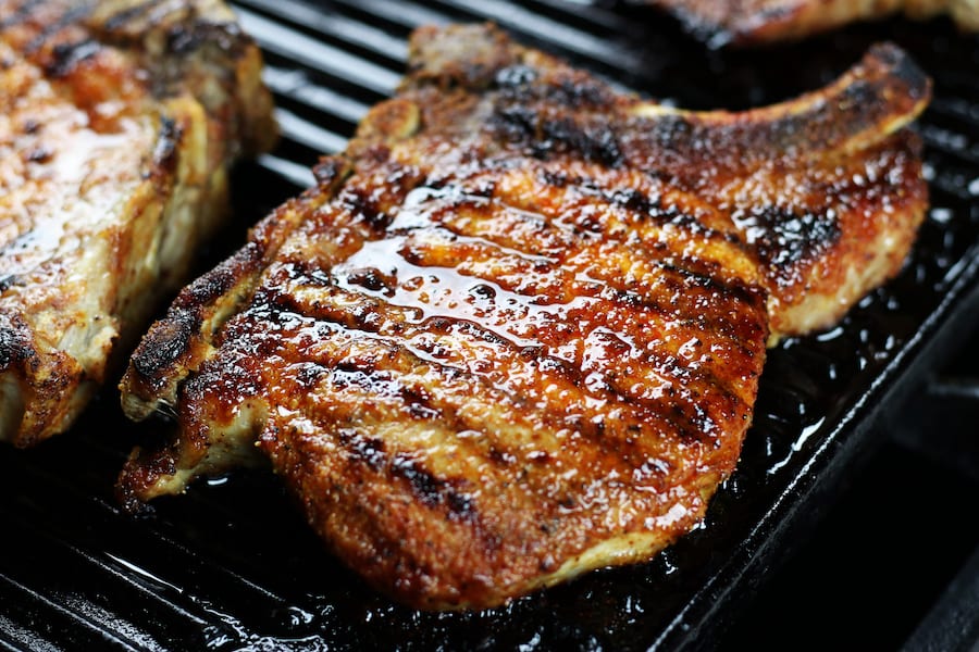 Oven Baked Pork Chops that just came out of the broiler.