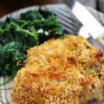 Oven Fried Pork Chops recipe with one golden pork chops served on a plate.