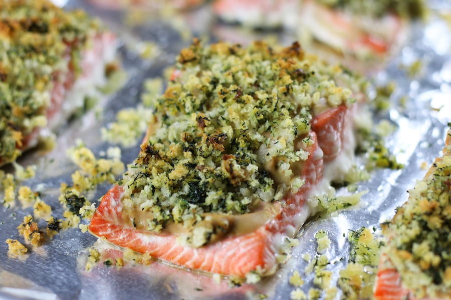Baked Salmon with Panko just out of the oven.