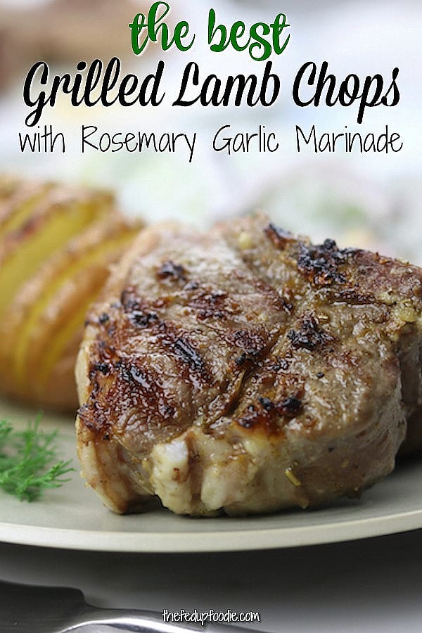 Grilled Rosemary Lamb Chops are tender cuts of meat marinated in rosemary, garlic and olive oil. Serve with your favorite side dishes for a meal scrumptious enough for company but easy enough for a weeknight.
#GrilledLambChops #LambChopMarinade #BestLambChops #EasyLambChops https://www.thefedupfoodie.com