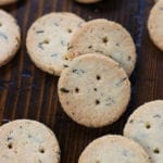 Rosemary Parmesan Low Carb Crackers with bits of fresh rosemary.