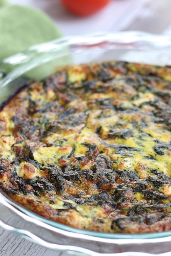 Spinach Feta Recipe in a pie plate.