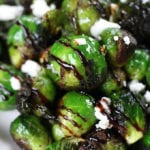 Up close photo of whole Balsamic Grilled Brussel Sprouts.