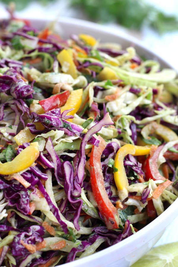 Cabbage Salad tossed with creamy Mexican dressing.