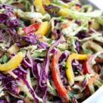 Up close photo of tossed Cilantro Lime Cabbage Salad.