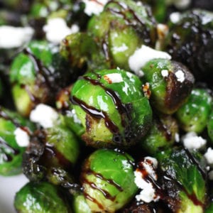 Grilled Brussel Sprouts with Balsamic Glaze and feta.