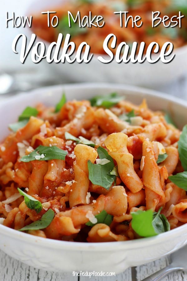 This recipe creates the best Homemade Vodka Sauce. It is so easy to make and goes wonderfully on many types of your favorite pasta. Top with torn basil leaves and parmesan cheese for a quick family favorite meal. 
#VodkaSauce #VodkaSauceRecipe #VodkaSaucePasta #EasyVodkaSauce #BestVodkaSauce https://www.thefedupfoodie.com