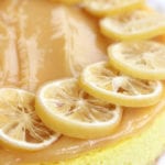 Whole Lemon Cheesecake with candied lemon slices.