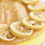 Whole Lemon Cheesecake with candied lemon slices.