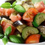 A big white bowl of Light & Easy Ratatouille.