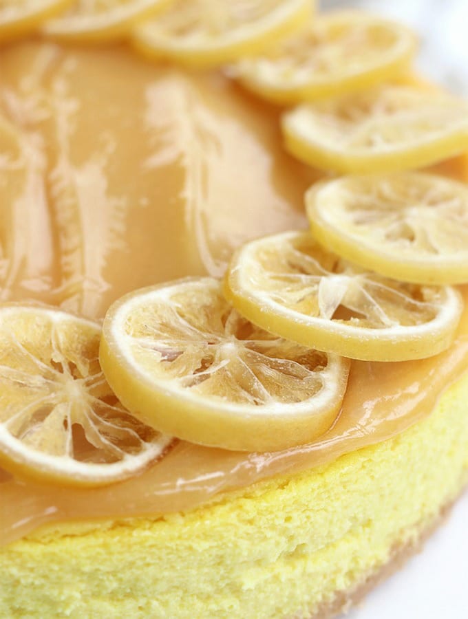 Up close photo of Luscious Lemon Cheesecake.