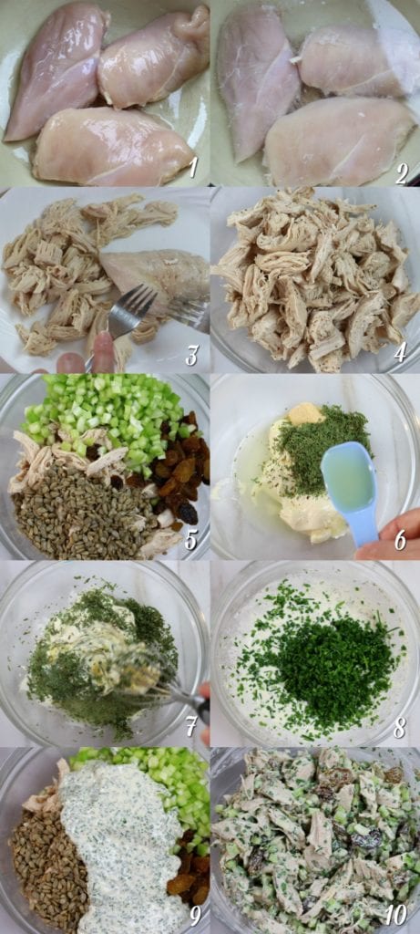 Healthy Chicken Salad Recipe Preparation Steps.