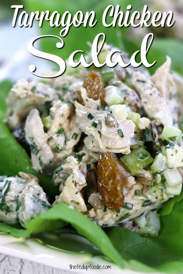This homemade Tarragon Chicken Salad recipe has shredded chicken, a savory dressing, golden raisins and the fresh licorice taste of tarragon. With great textures and easy preparation, this salad is perfect for packed work lunches or simple dinners.
#ChickenSalad #ChickenSaladRecipe #ChickenSaladSandwich #HowToMakeChickenSalad #EasyChickenSalad https://www.thefedupfoodie.com