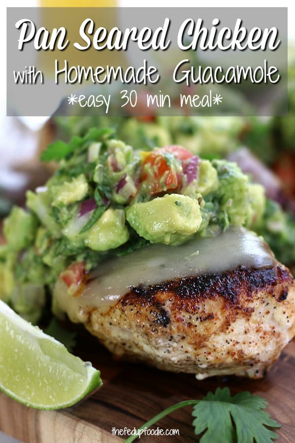 Easy Seared Chicken Guacamole has tender juicy dry rubbed chicken topped with melted Jack cheese and life-changing homemade guacamole. This is one of the best dinners for healthy and fun eating.
#GuacamoleChickenMelt #GuacamoleChicken #EasyChickenDinner #LowCarbDinner
#ChickenGuacamole #SearedChicken https://www.thefedupfoodie.com