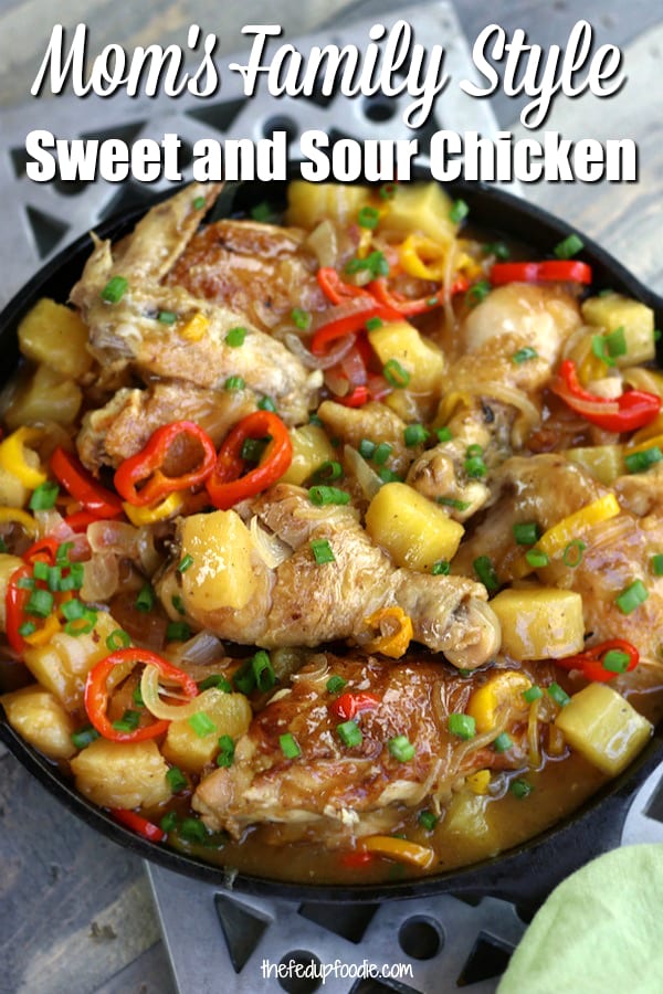 Made on the stovetop, Mom's Family Style Sweet and Sour Chicken is perfect for serving a hungry crowd. Healthier than most recipes, this version is made with pineapple and a whole chicken that turns out incredibly tender and flavorful.
#SweetAndSourChicken #SkilletSweetAndSour #HealthySweetAndSourChicken #SweetAndSourSauce #WithPineapple
https://www.thefedupfoodie.com/