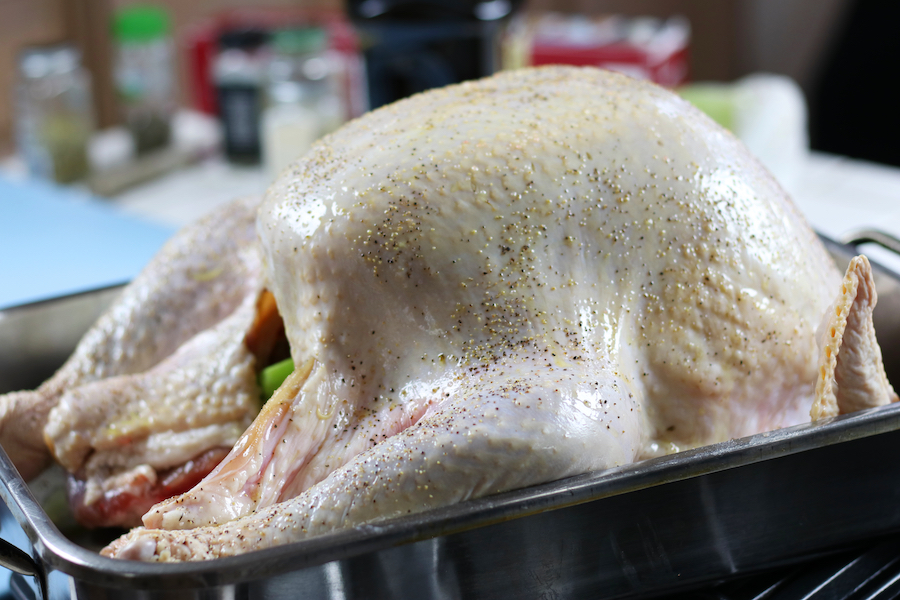 Turkey before roasting and after being brined in a Turkey Brine Recipe.
