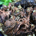 Shredded beef over brown rice from Peposo recipe.