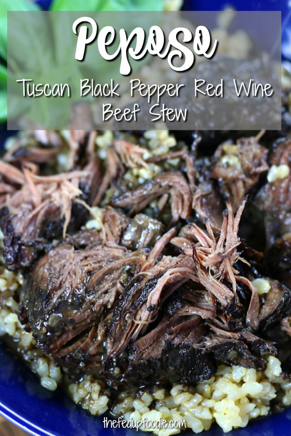 This Peposo recipe, aka "Tuscan Black Pepper Red Wine Stew", creates incredibly flavor and mouthwatering beef. Not only does the meat shred with the touch of a fork, but also melts in your mouth with a rich and savory red wine broth. 
#PeposoRecipe #PeposoBeef #ItalianBeefStew #TuscanBeefStew
https://www.thefedupfoodie.com