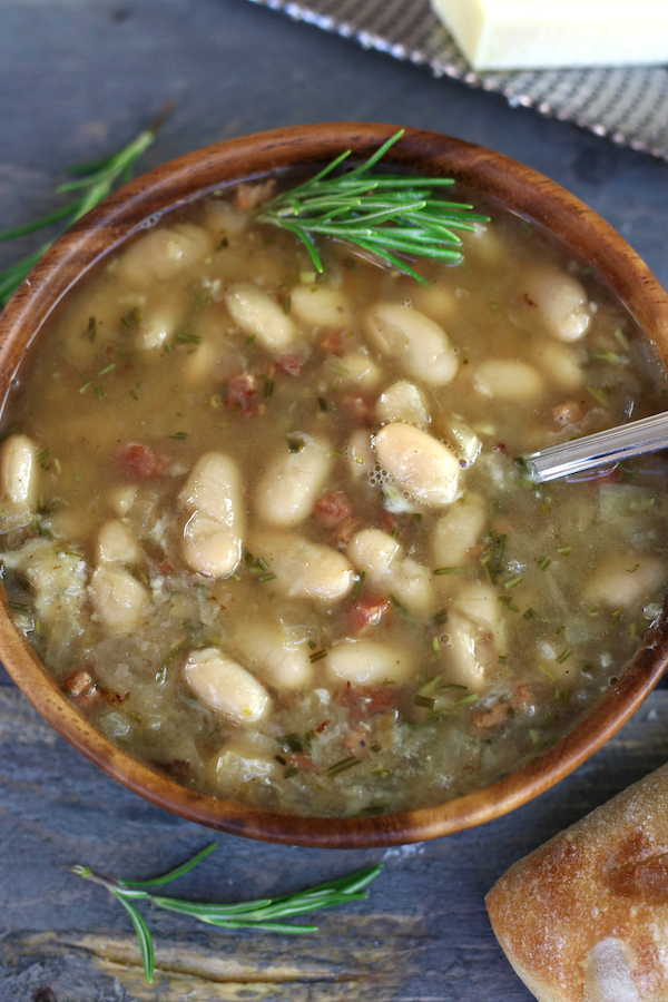 Overhead photo of White Bean Soup Recipe.