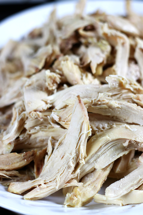 Shredded chicken from a Boiled Whole Chicken.