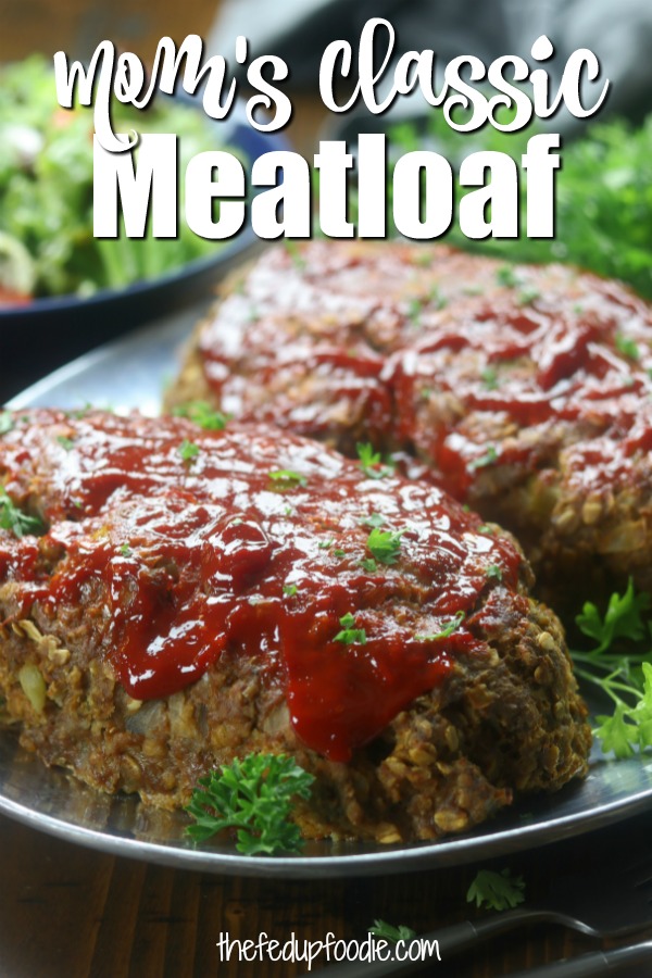 Mom's Classic Meatloaf recipe creates a moist, melt in your mouth family favorite dinner. So flavorful, with tender sautéed onions and celery. This traditional meatloaf  is made with simple ingredients and yet feels gourmet.
#MeatLoafRecipes #MeatLoaf #EasyMeatLoaf #EasyMeatLoaf https://www.thefedupfoodie.com