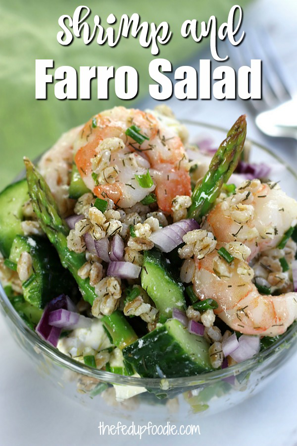 The complex nutty taste of the ancient grain Farro pairs well with the fresh flavors of dill, cucumber and asparagus. With the cheese and shrimp, this Farro and Shrimp Salad becomes over the top delicious. A great cold Mediterranean salad perfect for spring and summer dinners.
#FarroRecipes #FarroSalad #SummerFarroSalad #MediterraneanColdSalad
https://www.thefedupfoodie.com